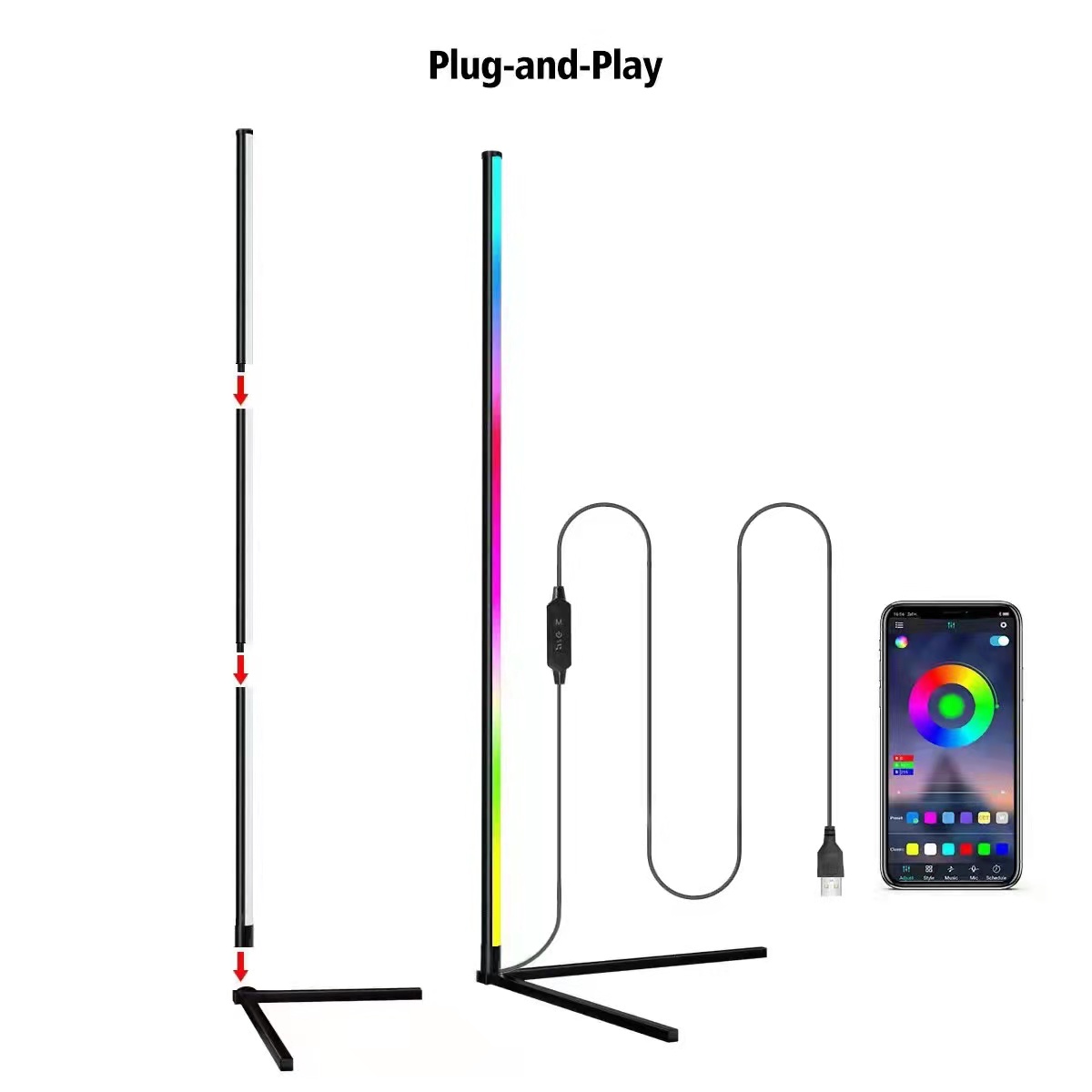 VCAN Remote Control RGB LED Floor Lamp