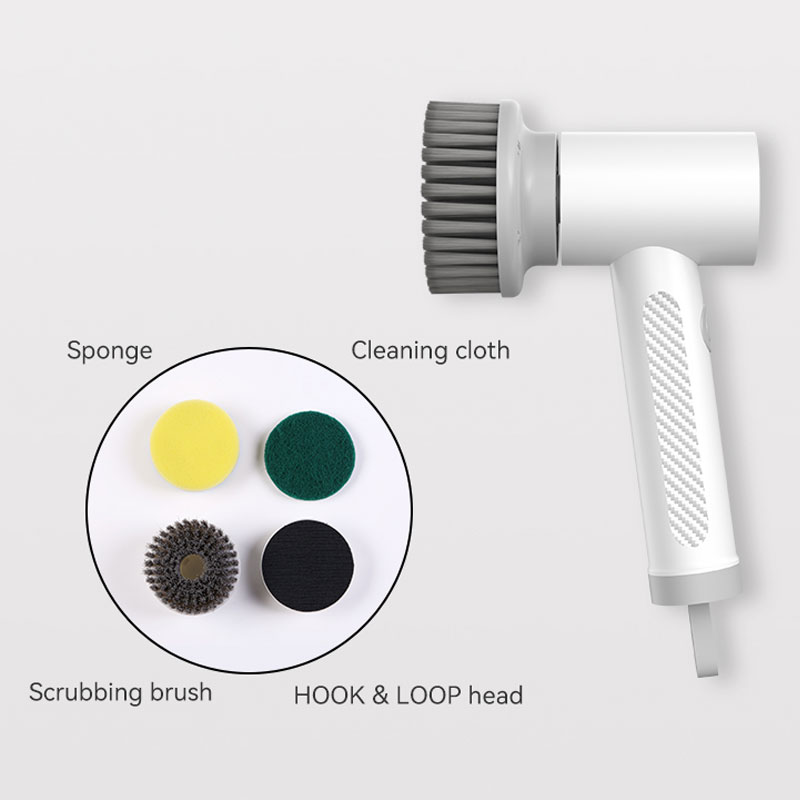 Cordless Automatic Rechargeable Clean Brush with 4 Brush Heads for Kitchen Bathrooms