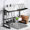 Kitchen Use Stainless Steel Large Dish Drying Rack Drainboard Set