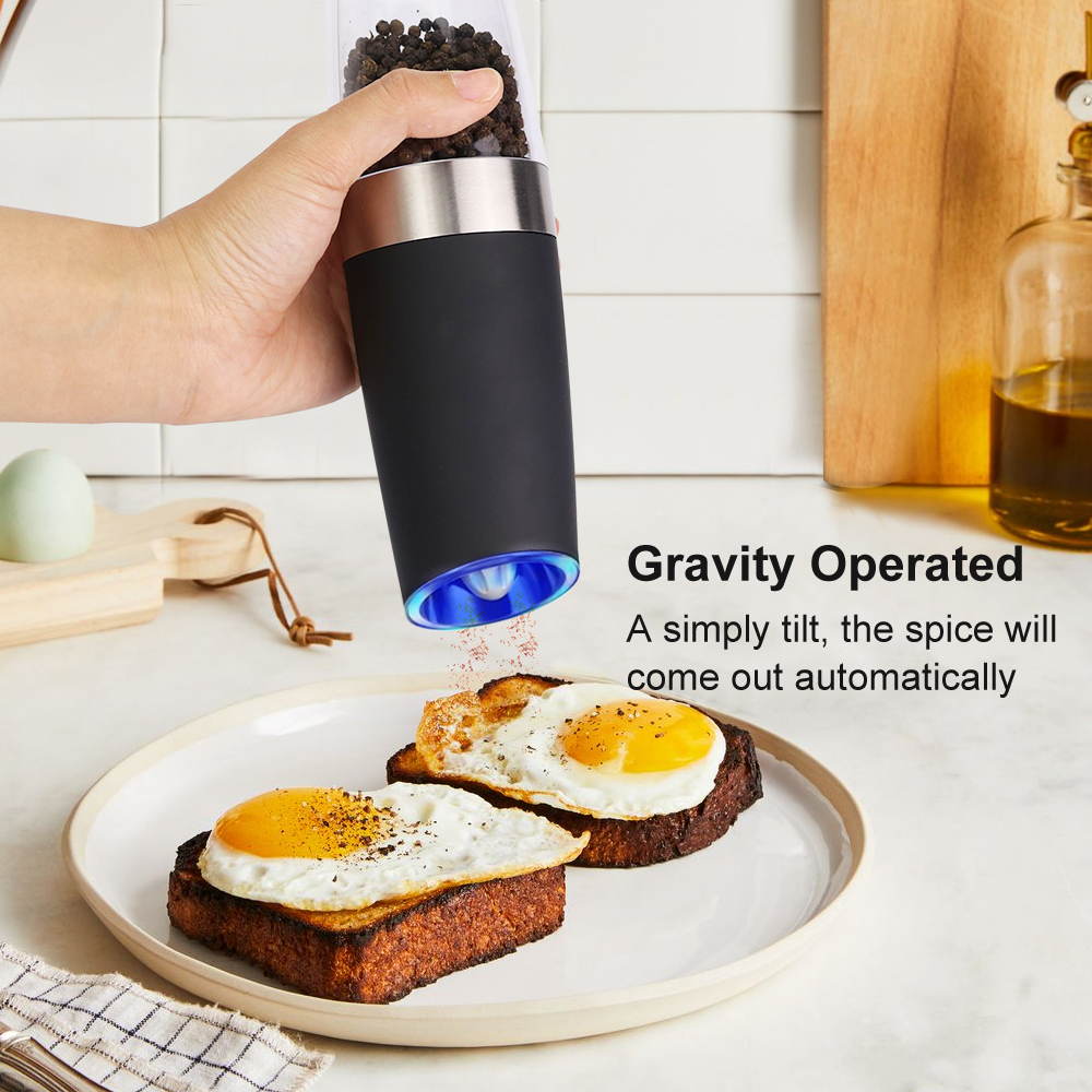 Kitchen Automatic Gravity Electric Salt And Pepper Grinder Adjustable Coarseness